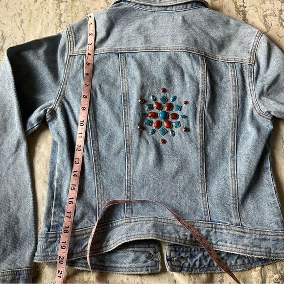 ABS Allen Schwartz Embellished Jean jacket Y2K 00s country western - Picture 10 of 10